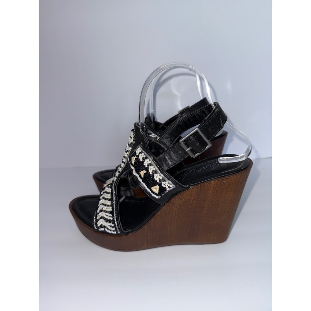 Marie A Women 7 Tribal Wedge Strap Sandals Boho Festival Beachy Summer Work Y2K - Picture 6 of 12